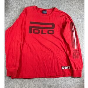 VTG Polo Sport Ralph Lauren Shirt Mens 90s Long Sleeve Graphic PSRL 67 Tee Large